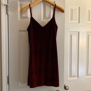 Hollister, burgundy velvet mini dress, medium